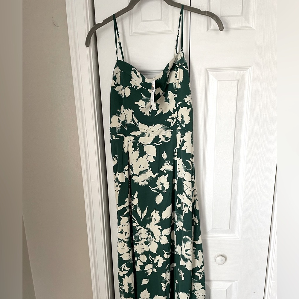 New Abercrombie & Fitch Maxi Dress in Cream and Green Floral Pattern